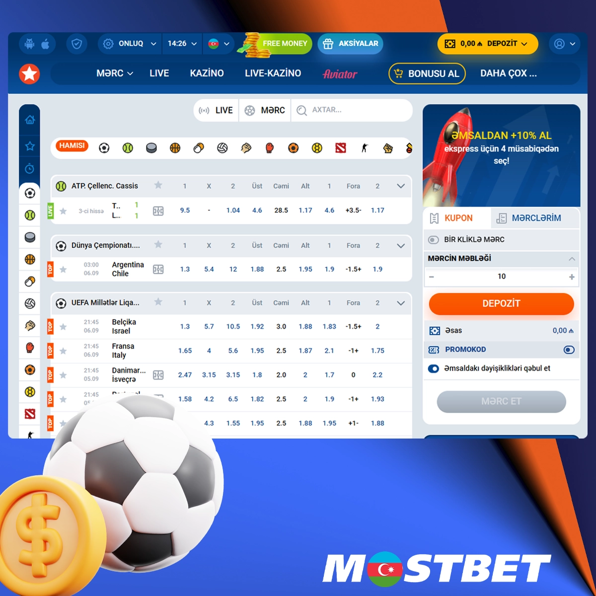 Mostbet-də bütün mərc kateqoriyaları