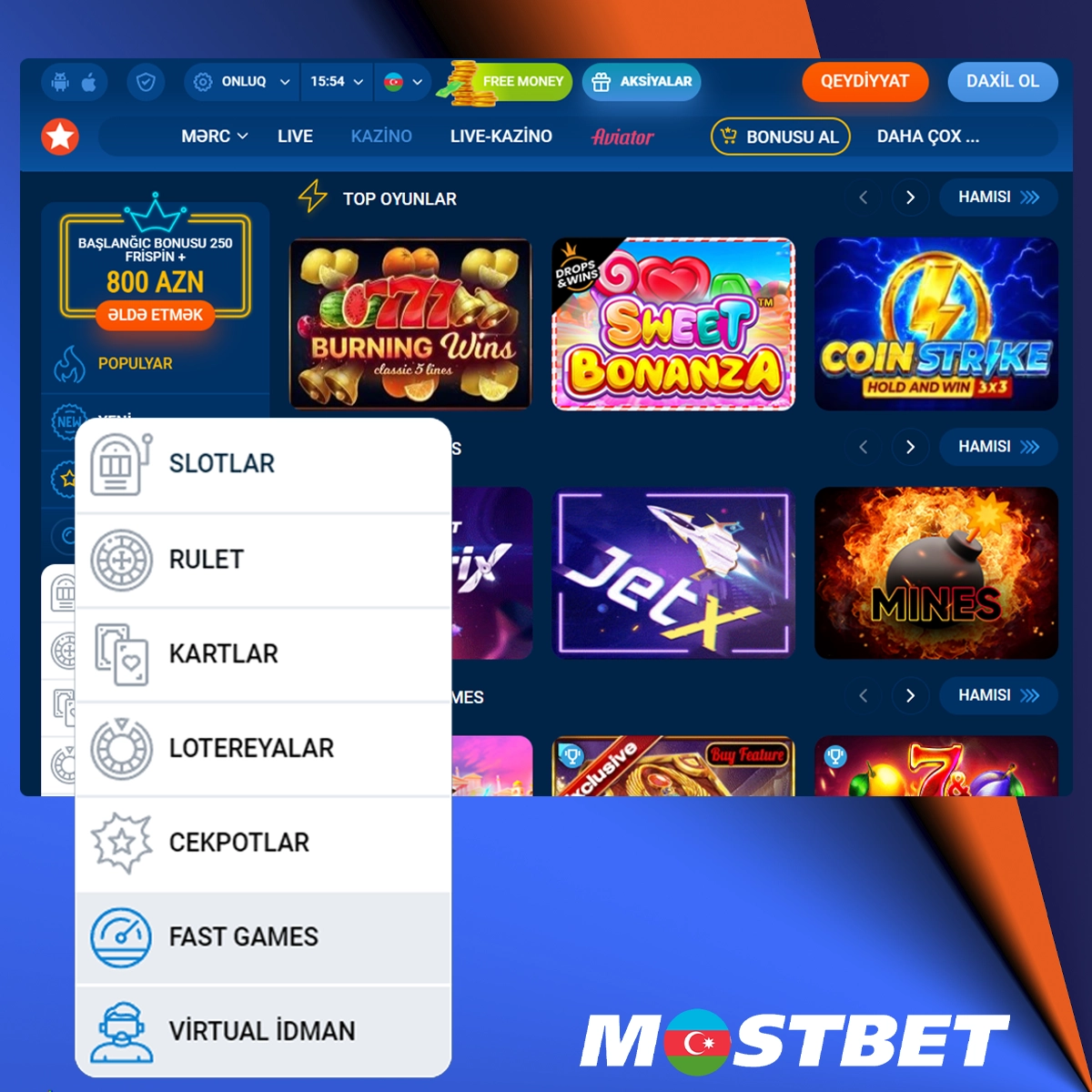 Mostbet-də kazino oyunlarının bütün kateqoriyaları