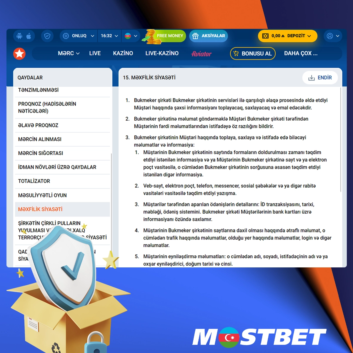 Mostbet-də istifadəçi şəxsi məlumatlarının qorunması