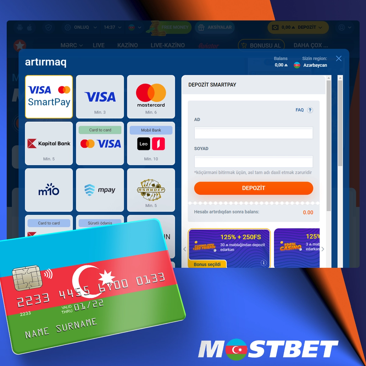 Mostbet tərəfindən təklif olunan ödəniş üsulları