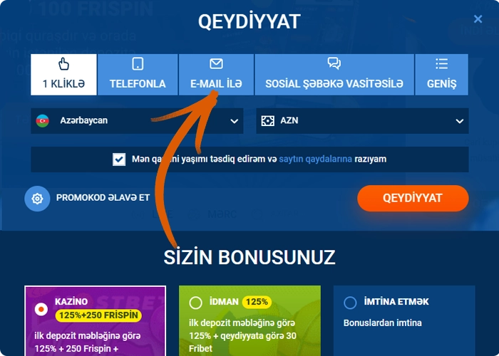 Mostbet qeydiyyat üsulları