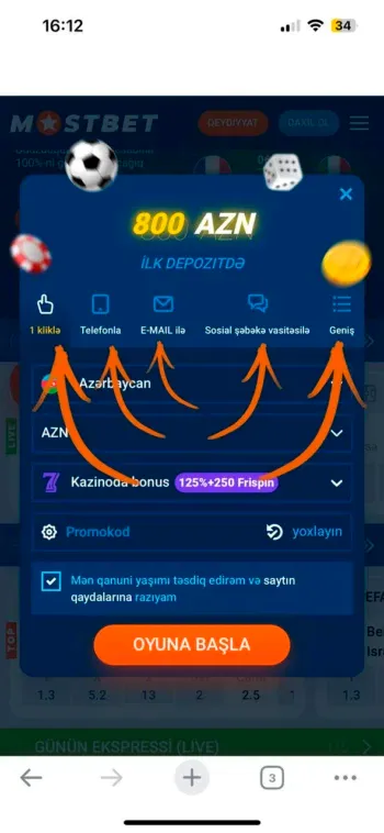 Ekranın yuxarı sağ küncündə narıncı qeydiyyat düyməsini basın, addım 2